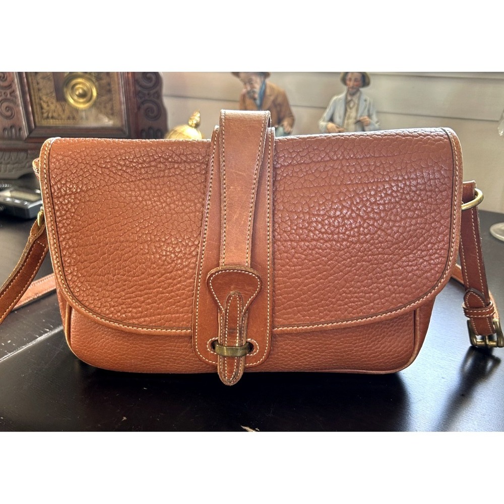 Dooney & Bourke Pebbled Leather Messenger Surrey Cross Body Bag Brown, VGUC